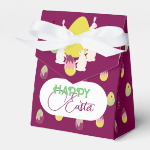 Ballotins lapins de Pâques et oeufs peints. boîte cadeau.