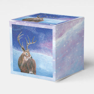 Ballotins Le Cerf rouge Cervus elaphus et paysage hivernal