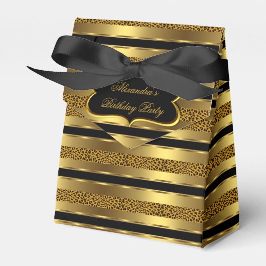Ballotins Leopard Black Gold Anniversaire Fête Favoriser boî (Verso)