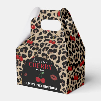 Ballotins Leopard Cheetah Cherry Birthday Favor Box