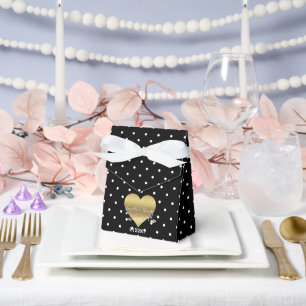 Ballotins Les Boîtes De Fête Pois Black And Gold Heart Favor