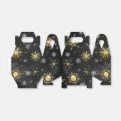 Ballotins Les flocons dorés de Noël sur l'Arrière - plan noi (Déplié)