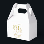 Ballotins Lettre B botanique moderne personnalisée<br><div class="desc">Boîte de faveur avec cadre botanique moderne dessiné à la main en or avec la lettre B botanique au centre. Personnalisez avec le nom du couple et / ou la date ou un autre message</div>