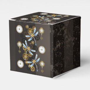 Ballotins Libellules Steampunk sur fond brun rayé