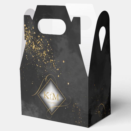 Ballotins Lignes fines Gold Abstrait Mariage V3 Blk/Gld ID86 (Ouvert)