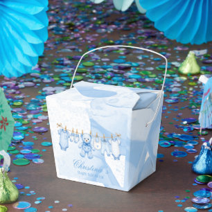 Ballotins Linge de bébé à l'ours en peluche bleu Baby Shower