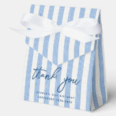 Ballotins Linge Look rayé Merci d'anniversaire bleu blanc (Recto)