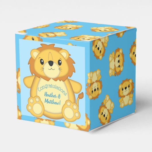 Ballotins Lion Baby shower bleu (Verso)