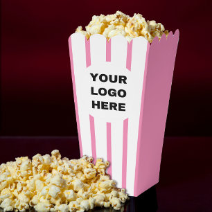 Ballotins Logo d'entreprise Pink & White Stried Movie Popcor