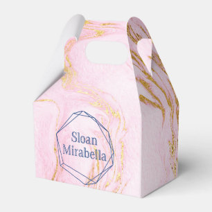 Ballotins Logo en marbre rose blanc David Rose