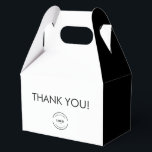 Ballotins Logo personnalisé simple en Merci noir blanc<br><div class="desc">Express votre gratitude avec Custom Logo Simple Black and White Merci Ballotins d'événement. Ces boîtes élégantes et élégantes sont parfaites pour des événements d'entreprise,  des lancements ou tout effort de relations publiques,  offrant une touche professionnelle et personnalisable à vos cadeaux de remerciement.</div>