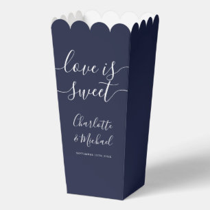 Ballotins Love Is Sweet Popcorn de mariage bleu marine
