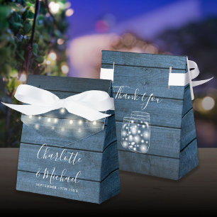 Ballotins Lumières à cordes en bois rustique bleu Mariage en