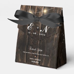 Ballotins Lumières en bois rustique Monogramme Merci Mariage