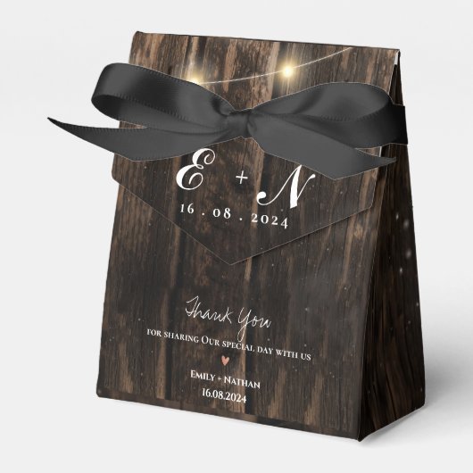 Ballotins Lumières en bois rustique Monogramme Merci Mariage (Verso)