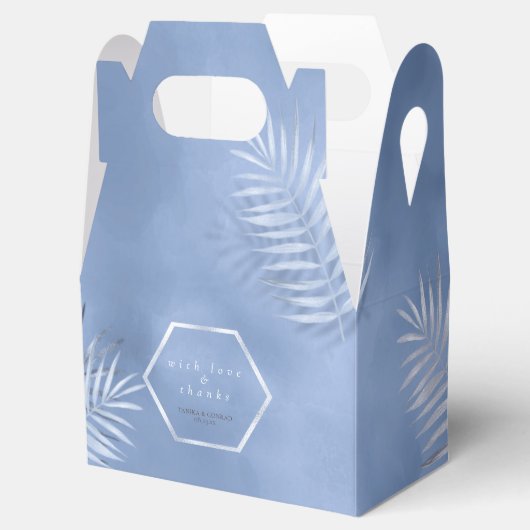 Ballotins Lush Palm Leaf Mariage Merci Windsor Blue ID956 (Ouvert)