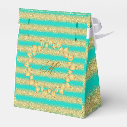 Ballotins Luxueux Turquoise Or Glitter Monogrammé Populaire (Arrière)