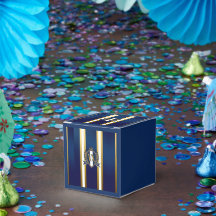 Luxury Blue and White Monogrammed Crest Decorative