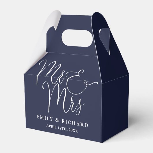 Ballotins M. et Mme Elegant Script Mariage Bleu Marine (Verso)