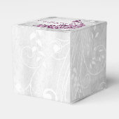 Ballotins Magenta Peacock Leaf Vine Mariage Faveur Box (Verso)