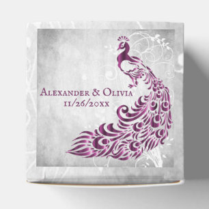 Ballotins Magenta Peacock Leaf Vine Mariage Faveur Box