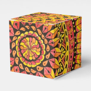 Ballotins Mandala original d'art de couleur orange 