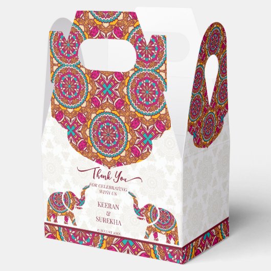 Ballotins Mandala rangoli faveur de mariage d'éléphants (Ouvert)