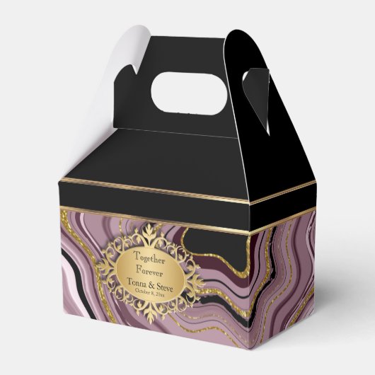 Ballotins Marbre Agate élégant avec Mauve, Noir et Or (Verso)