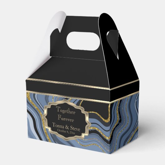 Ballotins Marbre Agate élégant avec noir, or et bleu (Verso)