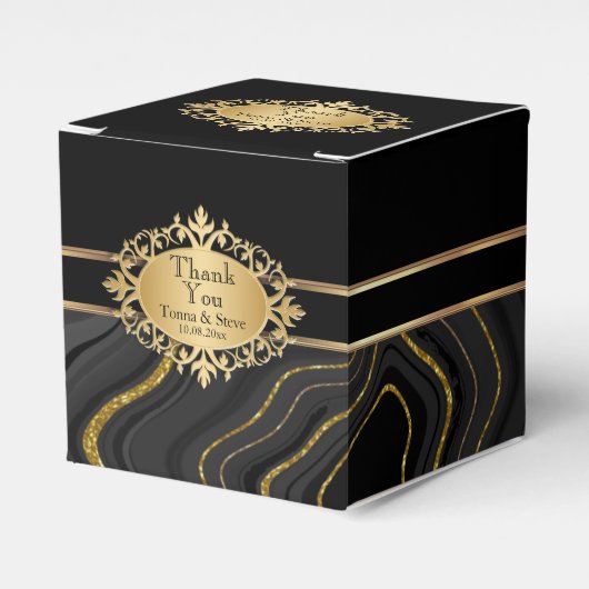 Ballotins Marbre d'agate élégant avec noir et or (Verso)