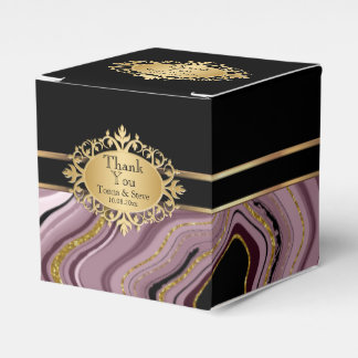 Ballotins Marbre d'agate or rose avec noir et or