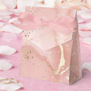 Ballotins Marbre Rose Fardé Paillettes Or Motif Abstrait