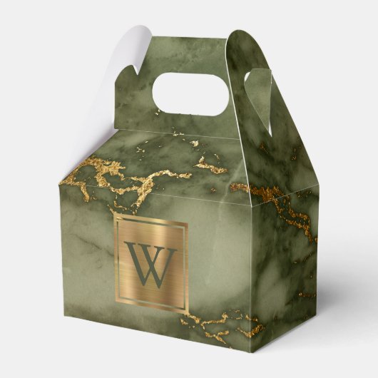 Ballotins Marbre Vert Olive Monogramme Or (Verso)