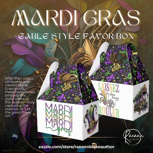 Ballotins Mardi Gras Gable Favor Box