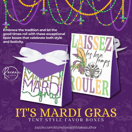 Ballotins Mardi Gras Tent Style Favor Boxes