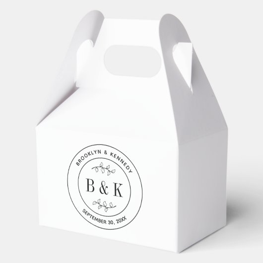 Ballotins Mariage à Monogramme Botanique Fleurs Nom du Coupl (Recto)