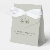 Ballotins Mariage à monogramme de branche d'olive vert sauge (Verso)