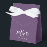 Ballotins Mariage à monogramme moderne classique violet<br><div class="desc">Boîtes de cadeaux de mariage à monogramme moderne classique violet</div>