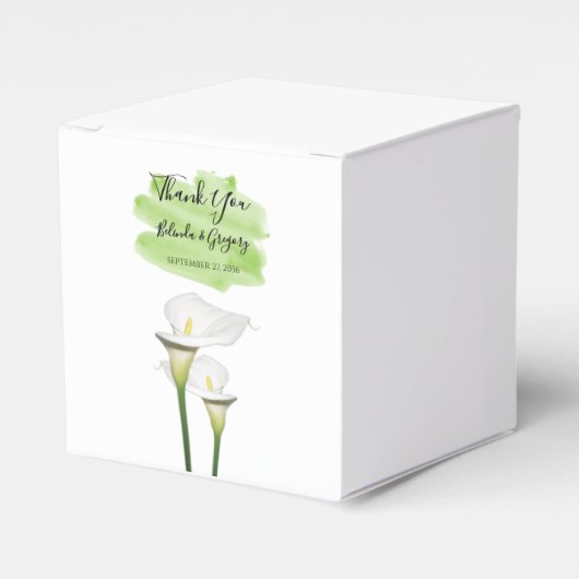 Ballotins Mariage aquarelle lis calla blancs  (Verso)