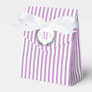 Ballotins Mariage avec monogramme rayures violettes et blanc