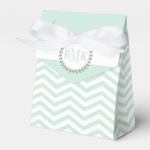 Ballotins Mariage avec motif chevron zigzag vert menthe et b