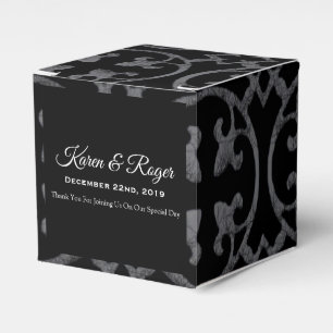 BALLOTINS MARIAGE BLACK & WHITE FLEUR DE LIS PERSONNALISÉ