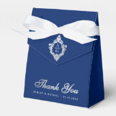 Ballotins Mariage Bleu Royal Crête Argent Monogramme Merci (Verso)