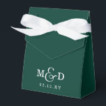 Ballotins Mariage Bohème Rustique Moderne Vert Émeraude Mono<br><div class="desc">Boîtes de Faveur de Mariage Bohème Rustique Moderne Vert Émeraude Monogramme</div>