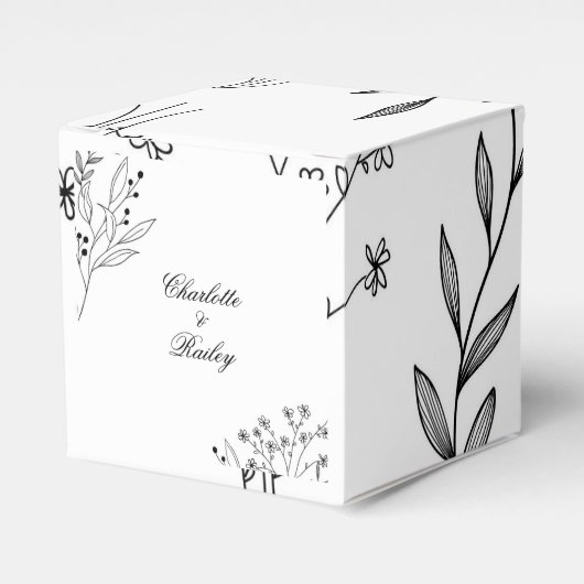 Ballotins Mariage Boho floral noir et blanc (Verso)