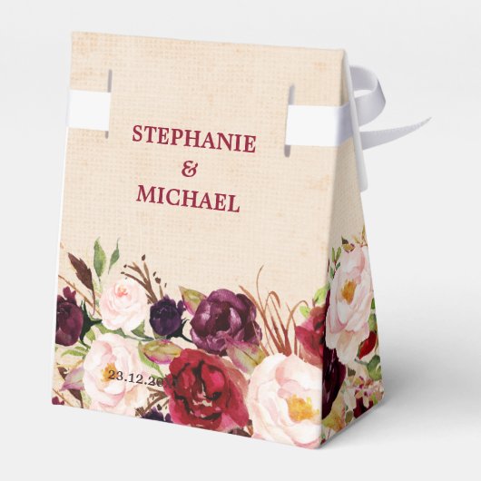 Ballotins Mariage boho rustique rouge Bourgogne (Arrière)