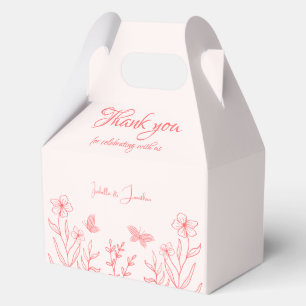 Ballotins mariage botanique rose corail simple