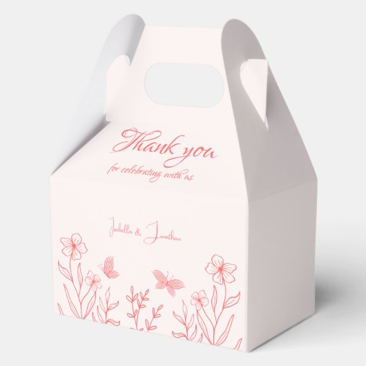 Ballotins mariage botanique rose corail simple (Recto)