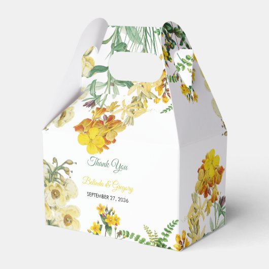 Ballotins Mariage botanique vintage jaune Aquarelle (Verso)