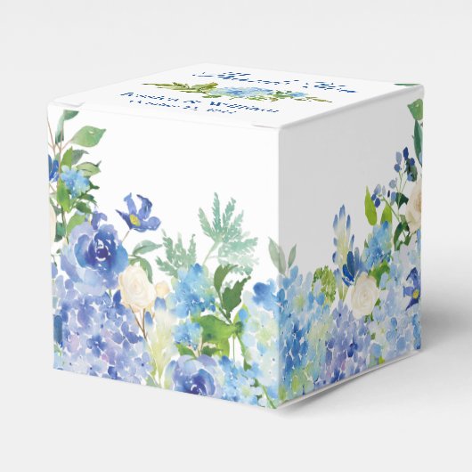 Ballotins Mariage cadeau bleu clair Hydrangeas verdure Flora (Verso)